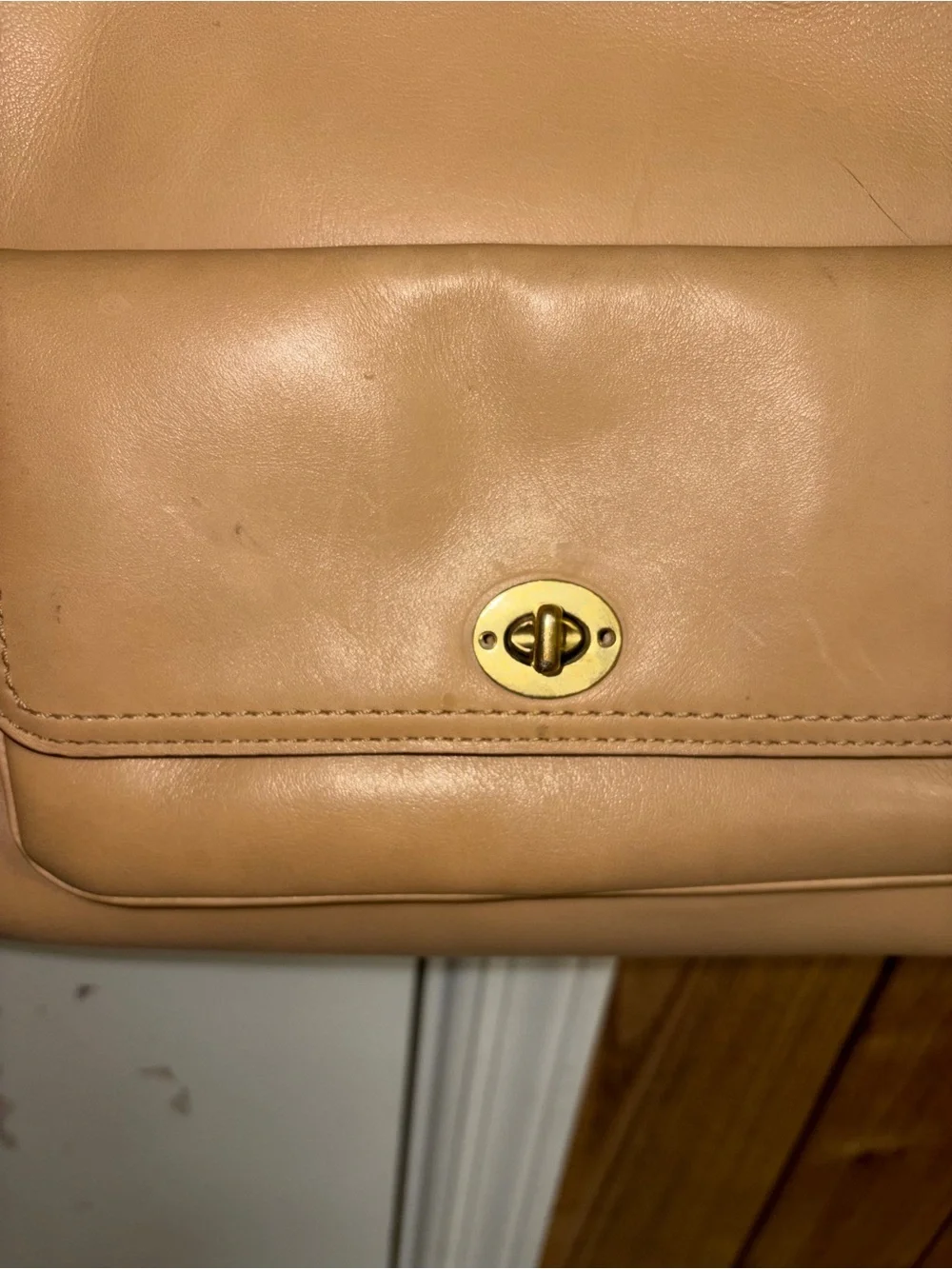 Coach Leather Shoulder Bag in Light Beige/Tan